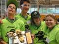 MOE's comp team, Jenna, Jeremy, Steve, Megan, and Juliana, pose for a picture with the trophy.